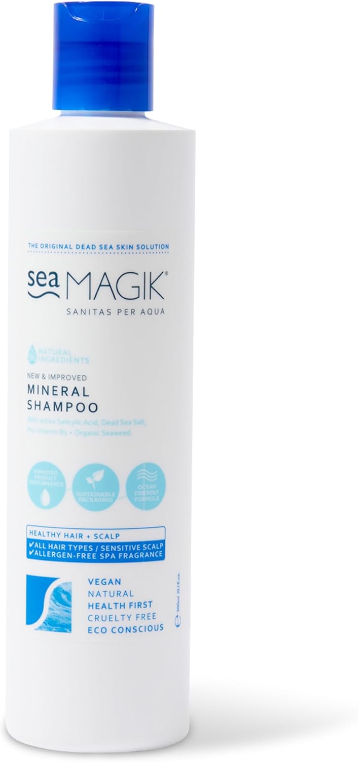 Sea Magik - Salicylic Acid Shampoo, Scalp & Psoriasis Treatment, Anti Dandruff, Antibacterial Folliculitis Shampoo with Piroctone Olamine & Minerals - Organic, Vegan and Cruelty Free (300ml)