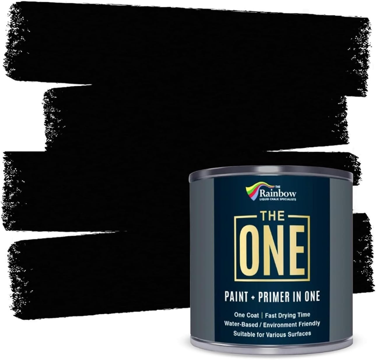 THE ONE All-In-One Paint & Primer - Black Matte, 250 ml | Multi-Surface 1 Coat Formula | Easy Indoor & Outdoor Decorating for Home & Garden Walls, Floors & Furniture | Durable, Water-Based & Low VOC