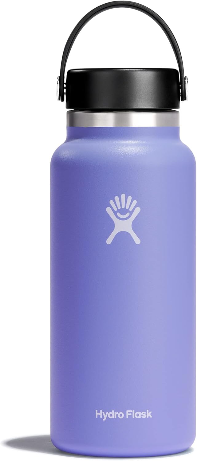 HYDRO FLASK - Water Bottle 946 ml (32 oz) - Vacuum Insulated Stainless Steel Water Bottle with Leak Proof Flex Cap and Powder Coat - BPA-Free - Wide Mouth - Lupine