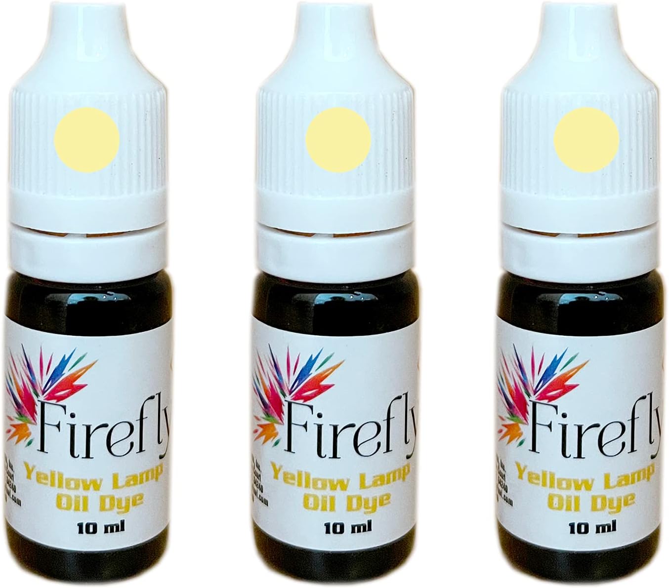 Firefly Fuels Lamp Oil Dye – Yellow Color Drops for Paraffin or Tiki Torch Fuel - Custom-Colored Lamp Oils for Holiday Decor, DIY Projects, and Liquid Light Effects – 3 x 10ml Bottles