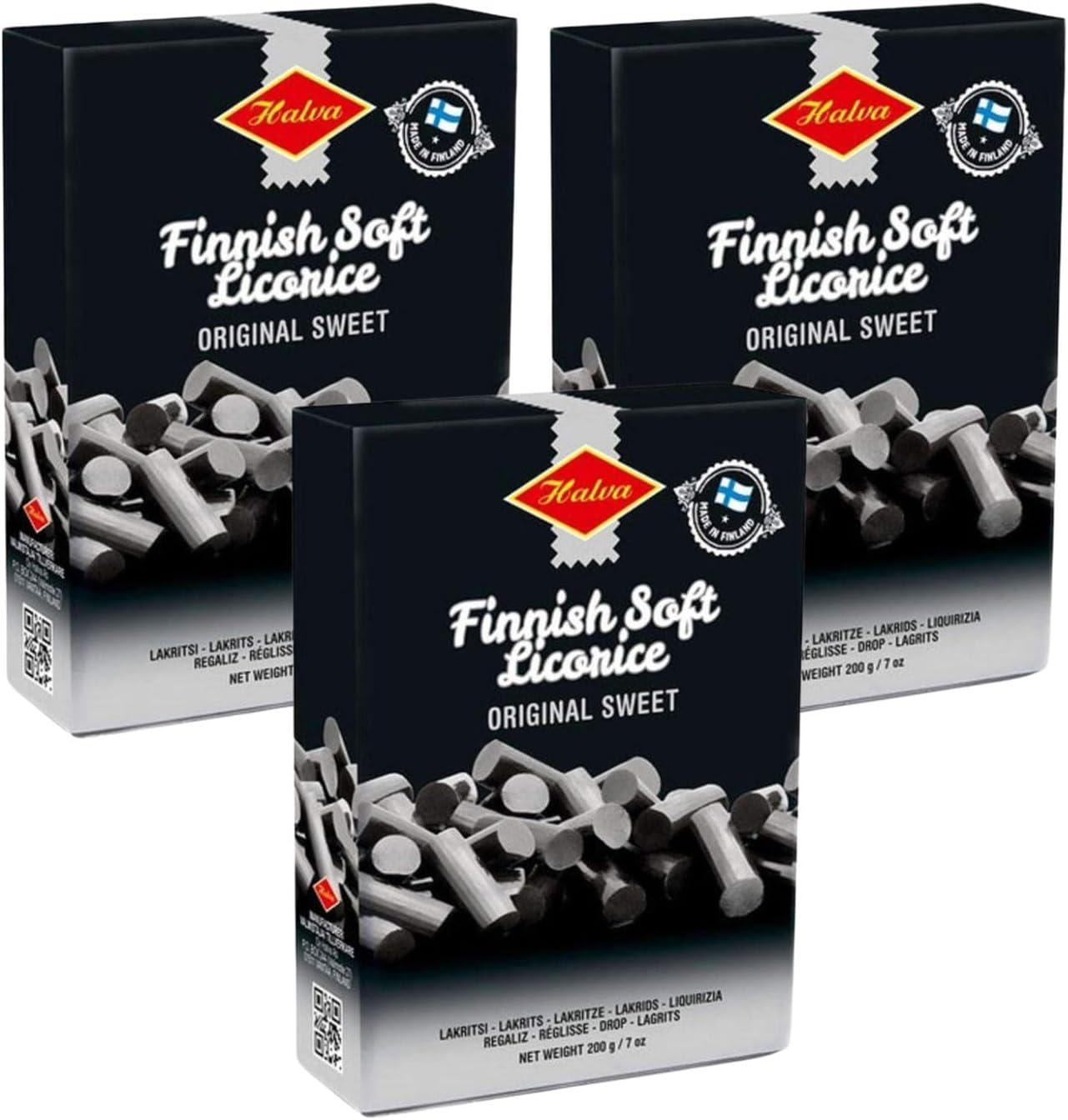 Halva Finnish Soft Licorice Original Sweet 200g (PACK OF 3)