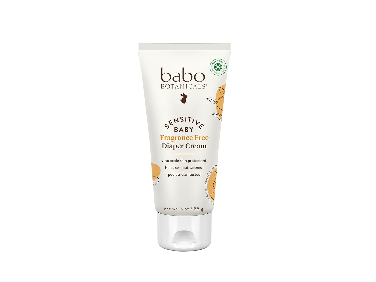 Babo Botanicals Sensitive Baby Fragrance-Free Diaper Cream - 25% Natural Zinc Oxide - Calendula, Shea & Cocoa Butter - EWG Verified - Vegan- from Birth on - 1 or 2 Pack Tube - 6oz Jar