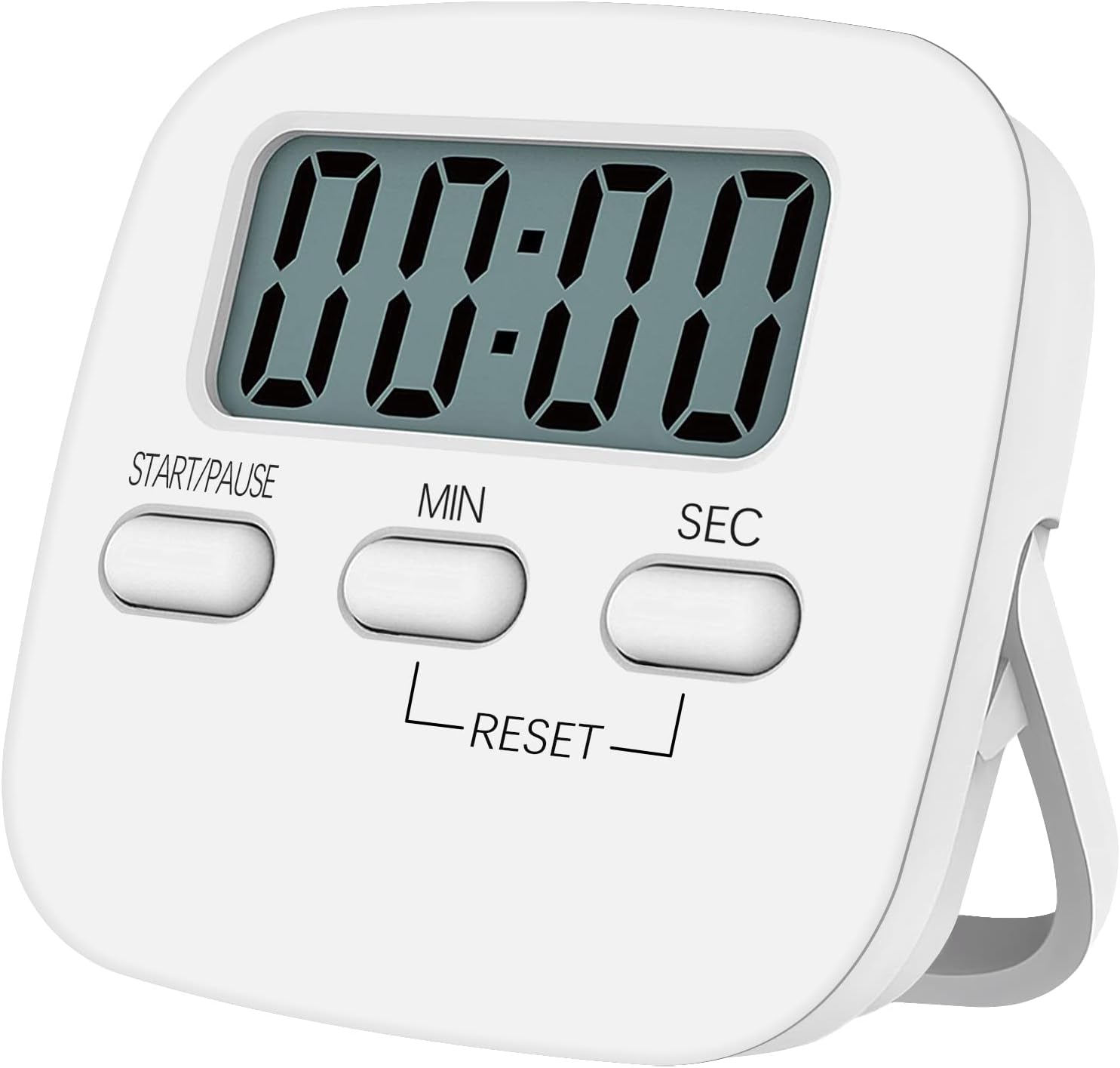 Jsdoin 1 Pack Digital Kitchen Timer Magnetic Countdown Stopwatch Timer with Loud Alarm, Big Digit, Back Stand, Hanging Hole for Cooking, Shower, Bathroom, Teacher, Kids(White)