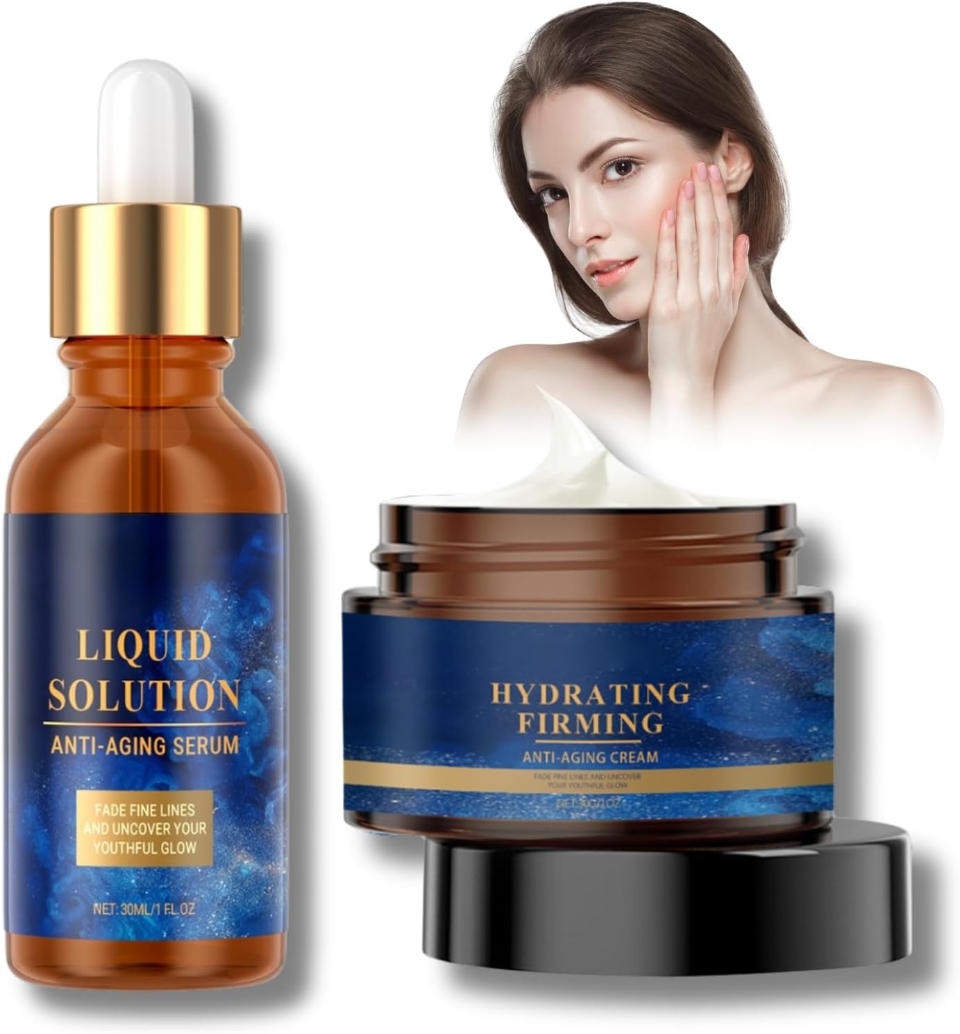2PCS Olavita Anti Wrinkle Serum&Face Cream,Olavitas Bo-tox Liquid Solution Serum,Bo-tox Olavita Liquid Solution Anti Aging Ser-um for Smooth&Reduce Fine Lines and Wrinkle,Facial Pamper Gifts for Women