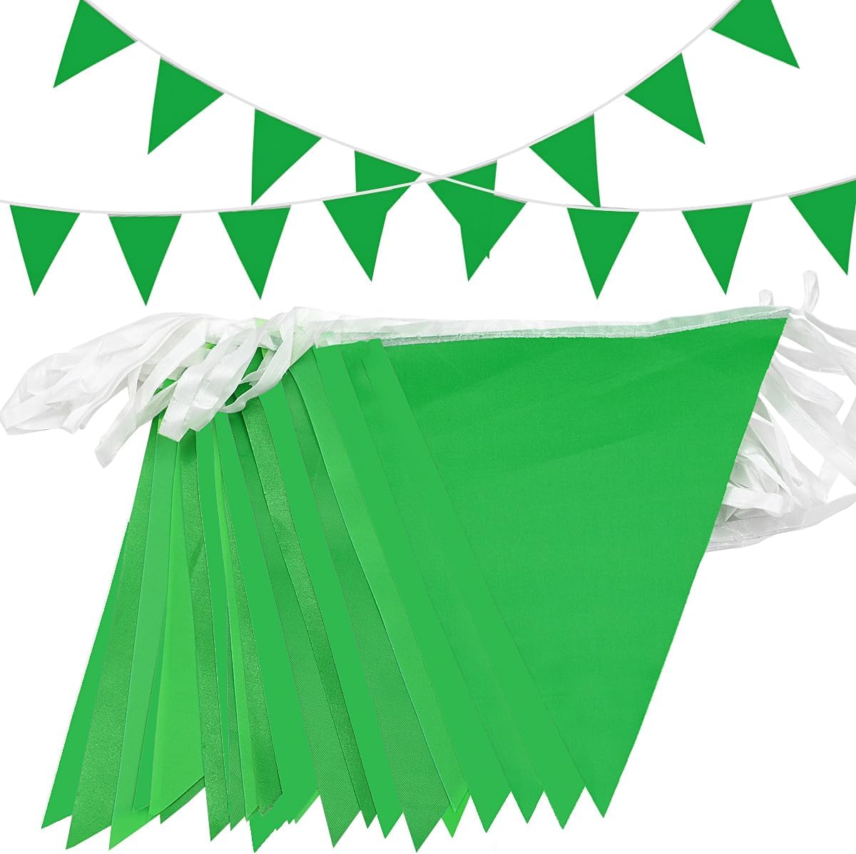 Topeedy 40m-80pcs Green Bunting Banner, 131.2ft Green Outdoor Waterproof Triangle Flags Supply for Birthday Party Baby Shower Weeding Festival Decoration