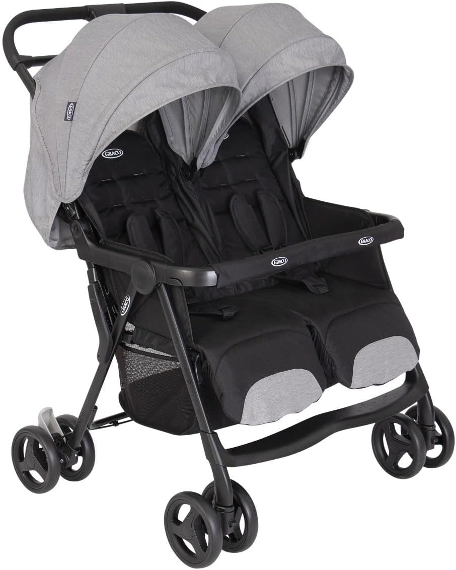 Graco DuoRider Lightweight Double Pushchair, Suitable from Birth to Approx. 3 Years, Steeple Gray Fashion