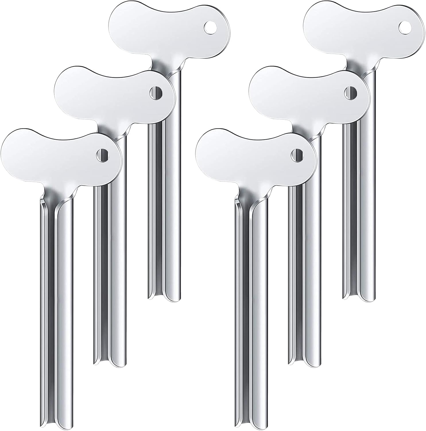 ZOCONE Toothpaste Squeezer, 6pcs Metal Tube Squeezer Key Stainless Steel Toothpaste Roller Tube Wringer for Paint, Cream, Cosmetic and Hair Dye(E)