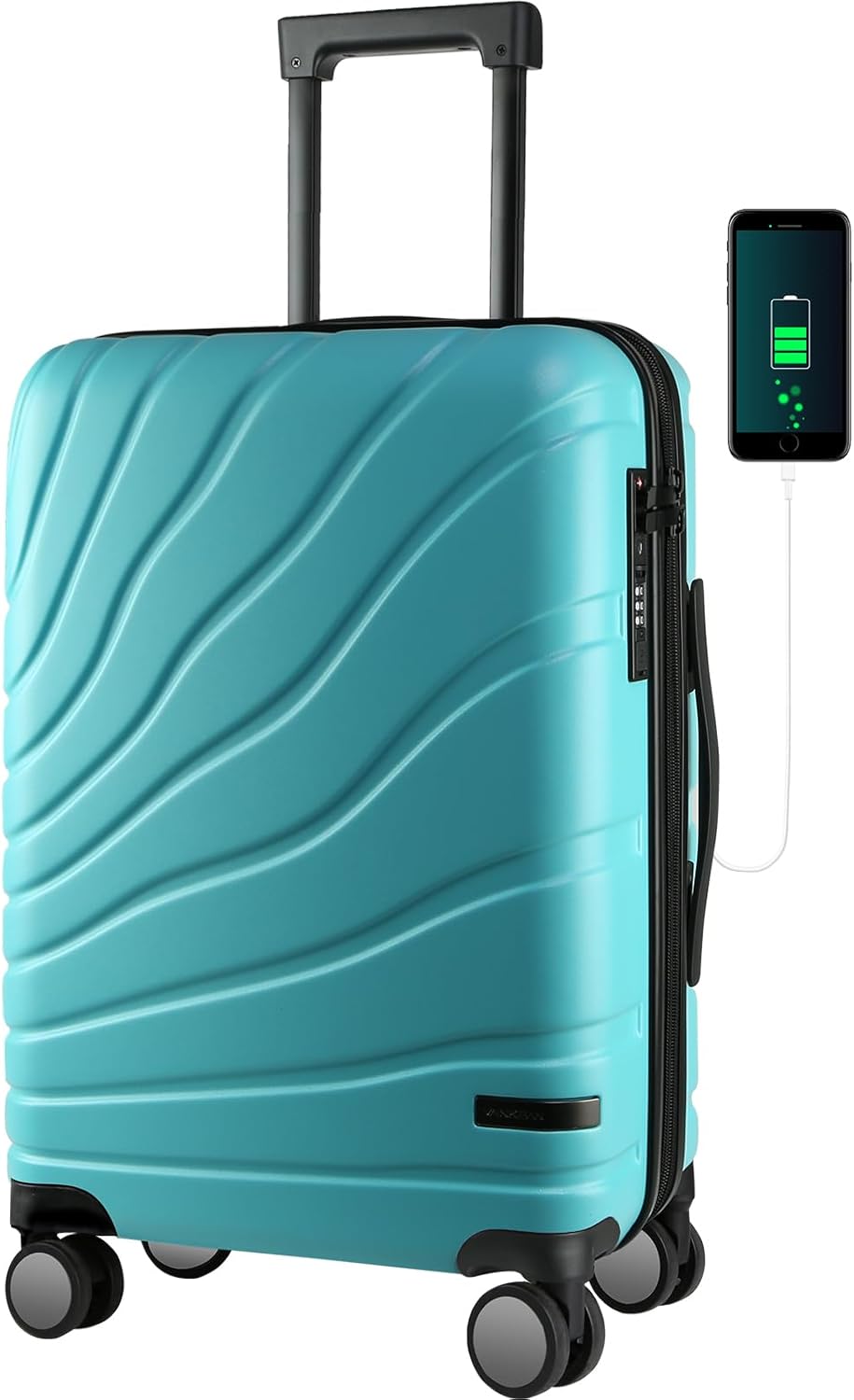 VANKEAN Carry On Luggage with Spinner Wheels & TSA Lock, Expandable Fashionable Hard Shell Suitcase airline approved,20 Inch Carry-On,Lake Blue