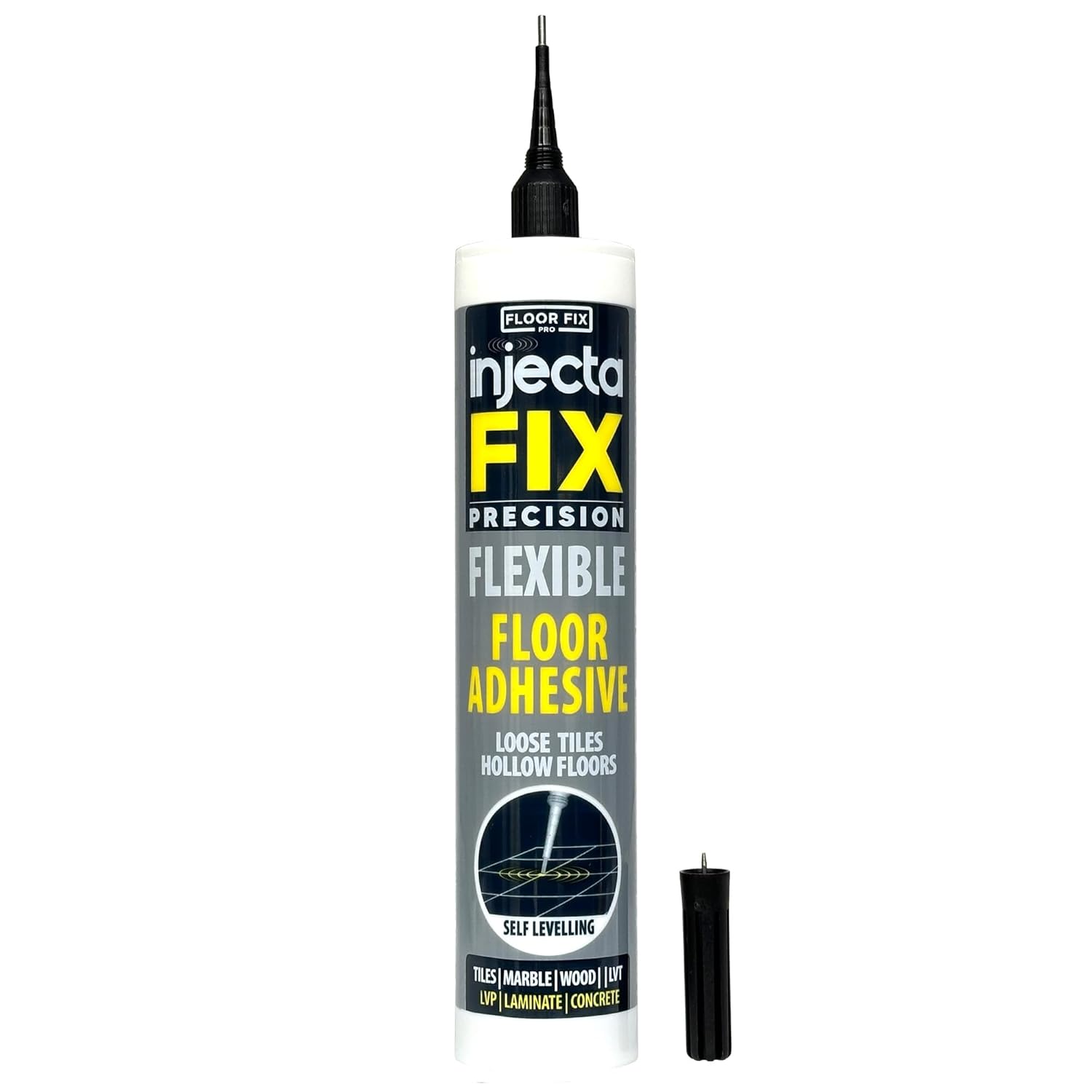 Precision 300ml from Floor-Fix Pro - Fix Loose Tiles - for Loose & Hollow Tiles, Wood, LVT & Laminate - Includes 1.9mm Syringe Tip - Adjustable to 6mm + Anti-Clog Performance (1)