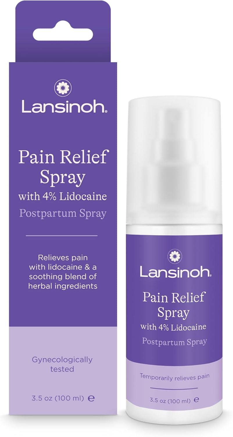 Lansinoh 4% Lidocaine Perineal Spray, Pain Relief for Postpartum Care, 3.5 Ounces