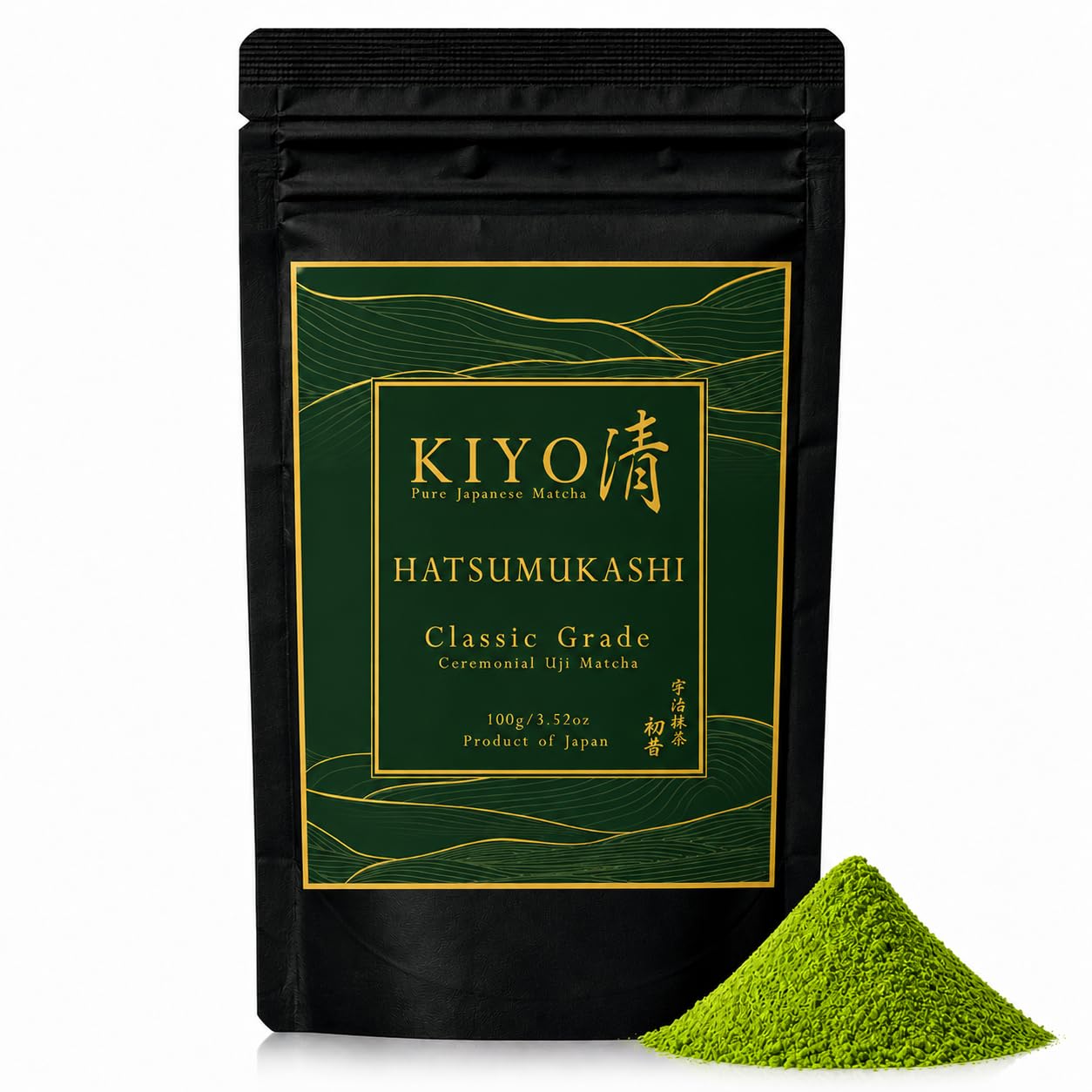 Kiyo Matcha Classic Grade Hatsumukashi Ceremonial Uji Matcha - Pure Japanese First Harvest Ceremonial Grade Matcha Green Tea Powder from Uji, Japan (100g/3.52oz)