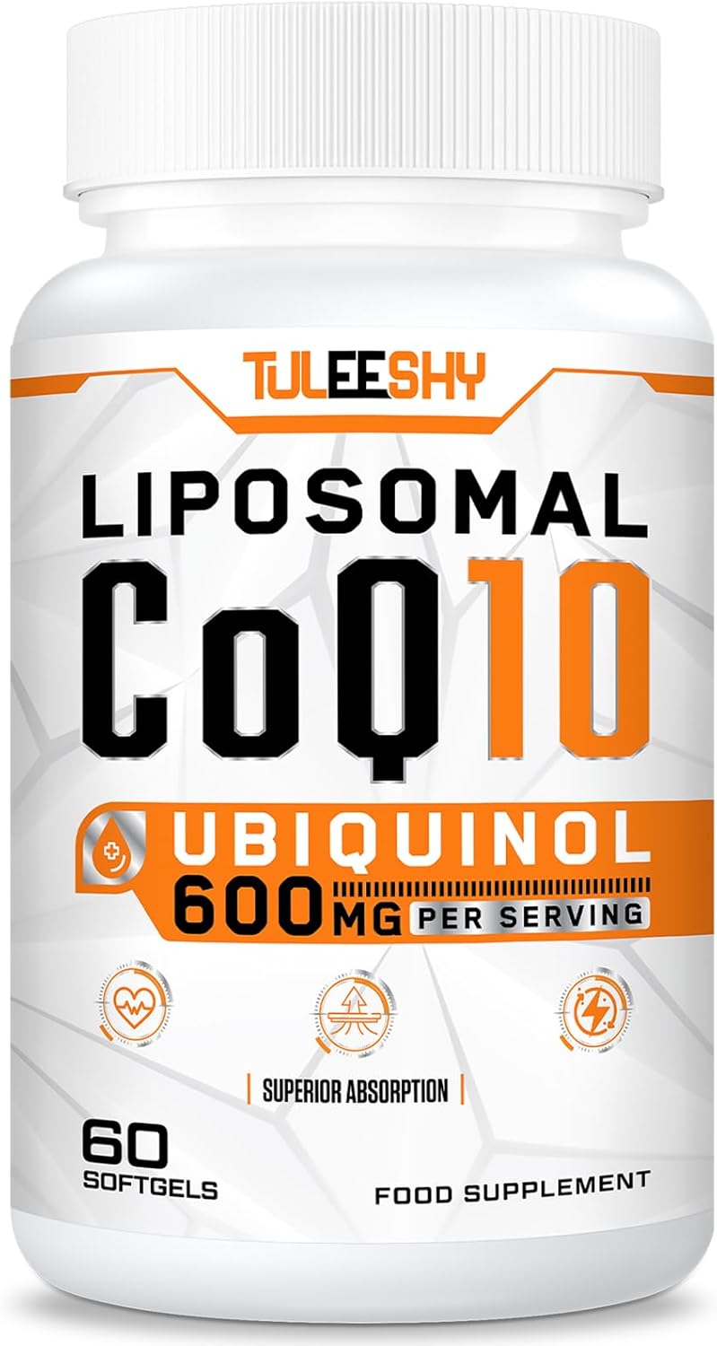 Liposomal CoQ10 Ubiquinol 600mg - High Potency, Superior Absorption for Advanced Heart and Energy Support - 60 Easy-to-Swallow Softgels (60 Count, Pack of 1)