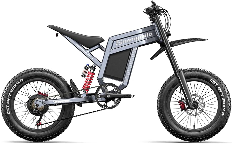 Shengmilo S900 Electric Bike for Adults, 250W Motor with 60V 30Ah 1800Wh Battery, 25km/h Off-Road Ebike, 20"x4.0" Fat Tire, Full Suspension Electric Dirt Bike with Hydraulic Disc Brakes