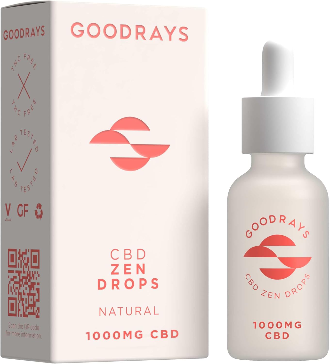 Goodrays - High Strength CBD Oil Drops for Anxiety - 1000mg CBD / 30ml - Natural Cannabidiol Zen Drops - Reduce Anxiety, Relieve Stress, Restore Balance - Natural CBD Oils