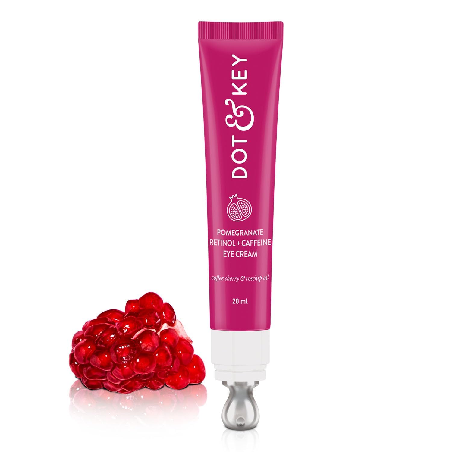 Dot. & Key Pomegranate Retinol + Caffeine Eye Cream | Smoothens Fine Line & Wrinkles | Fades Dark Circles | Locks Moisturizer to Prevent Dryness | Improves Skin Elacticity & Firmness | 20ml