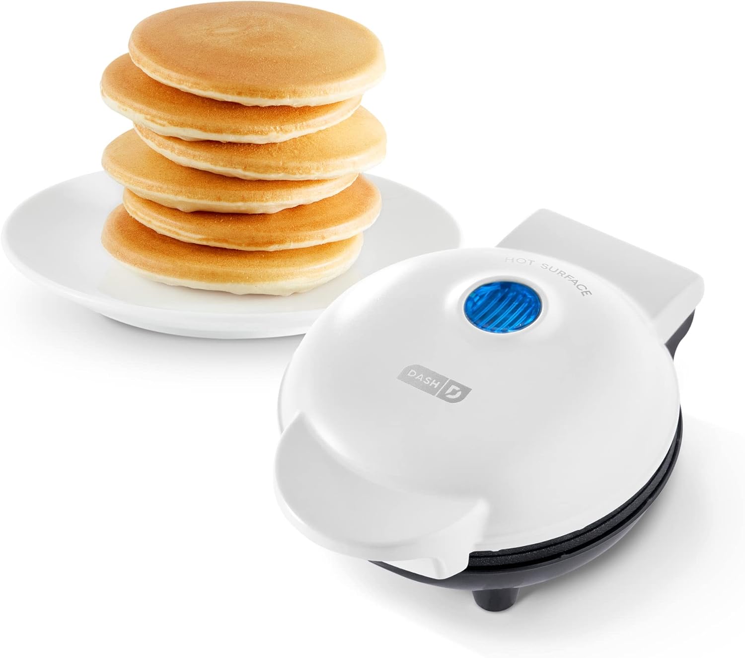 DASH Mini Maker Electric Round Griddle for Individual Pancakes, Cookies, Eggs & other on the go Breakfast, Lunch & Snacks with Indicator Light + Included Recipe Book - White