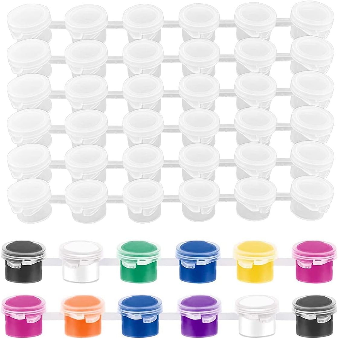 Jagowa 240 Pcs Paint Pots Mini Empty Paint Cups Acrylic Paint Tinting Empty Paint Can 40 Strips with Lid for Painting School Classroom Art (3ml/0.1oz)