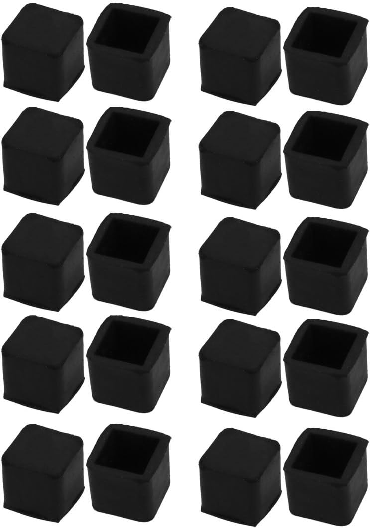 uxcell 20Pcs Furniture Table Chair Square Rubber Leg Tip Cap 15mm X 15mm