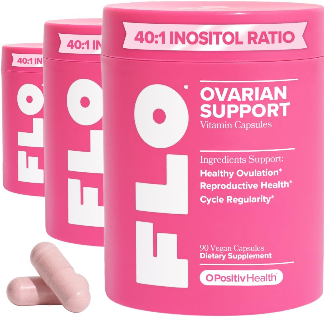 O Positiv FLO Ovarian Health Support – Hormone Balance for Women with DIM, Myo & D-Chiro Inositol, Folic Acid – Ovulation & Cycle Support – 30 Servings (Pack of 3)