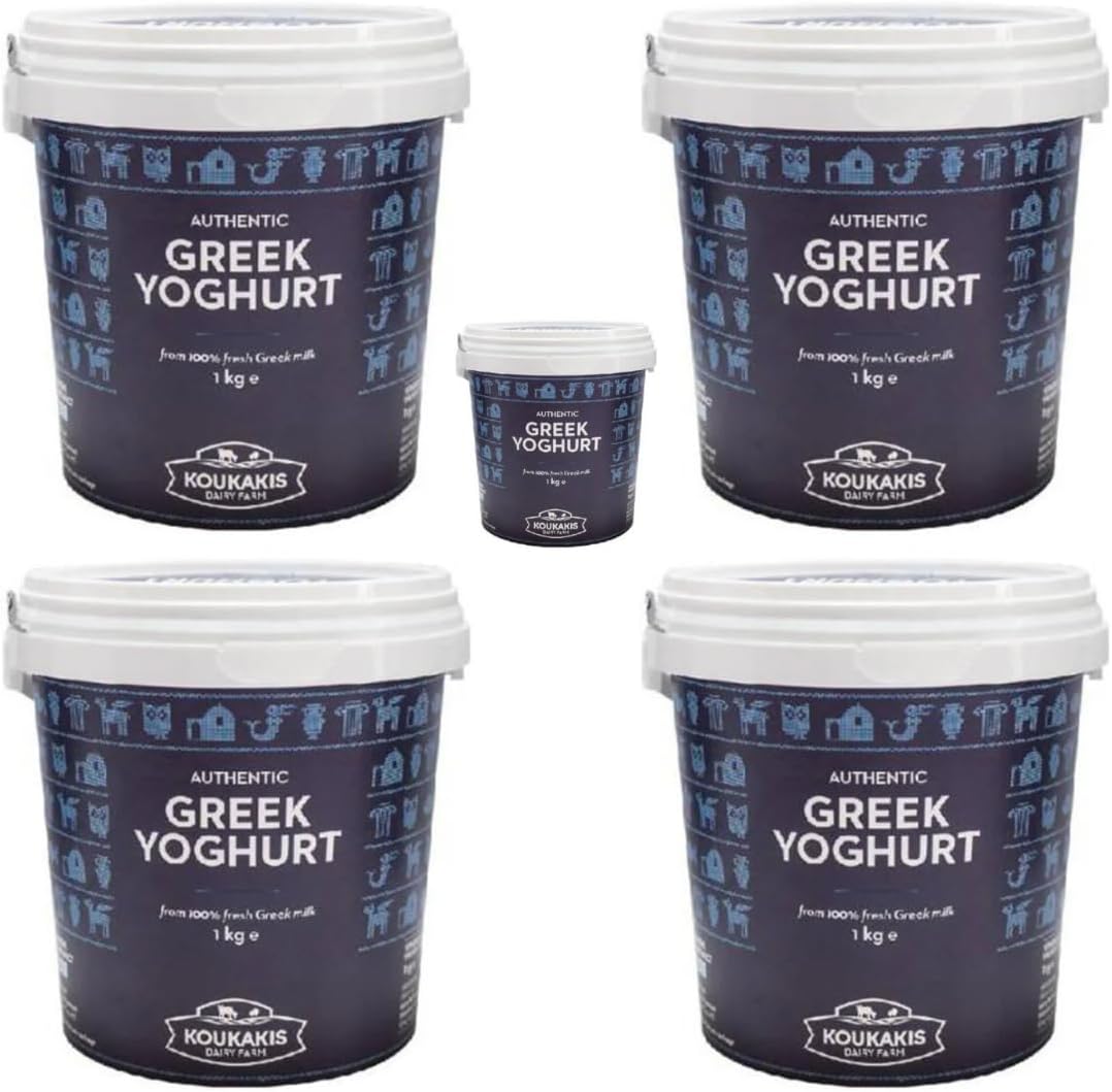 By Pufai Grocery, Premium Greek Yoghurt Strained Yoghurt% 14 Fat 1000 Gramm x 5 yoghurt container