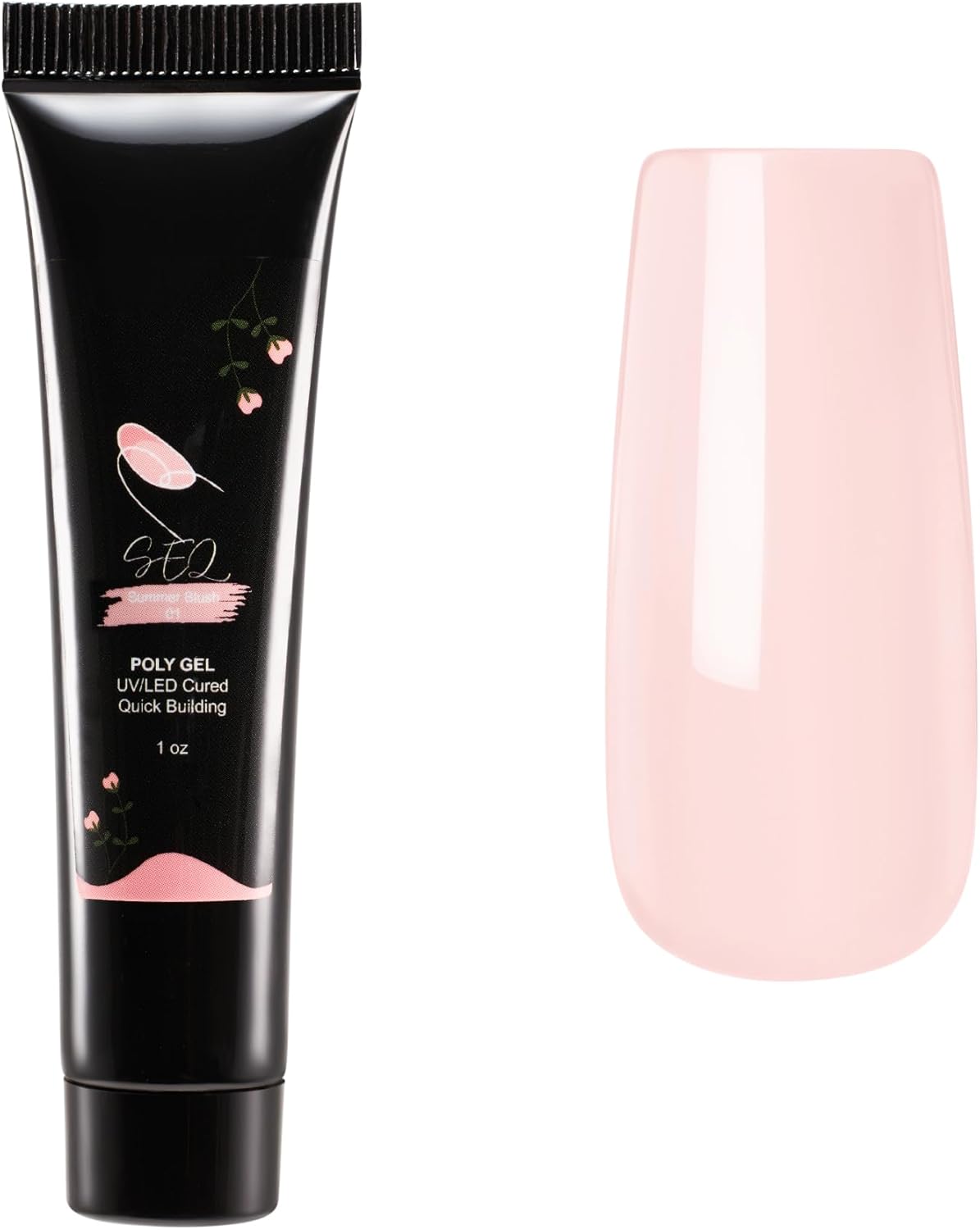 SEQ Poly Extension Gel Kit – 1 Neutral SUMMER BLUSH Color with Base & Top Coat, Easy & Quick Poly Gel for Durable Nail Extensions, Includes Trendy Art Gift Bag