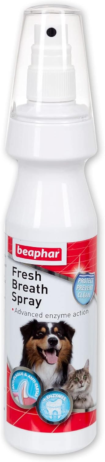 Beaphar - Fresh Breath Anti-Plaque Spray - Dental Care for Dogs & Cats - Helps Prevent Bad Breath -Combats Plaque & Tartar - 150ml
