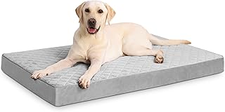 Orthopedic XL Dog Beds Large Sized Dog Waterproof Dog Bed with Removable Washable Cover and Non-Slip Bottom, Quilting Dog Bed for Crate, 41x27 Inch, Light Gray