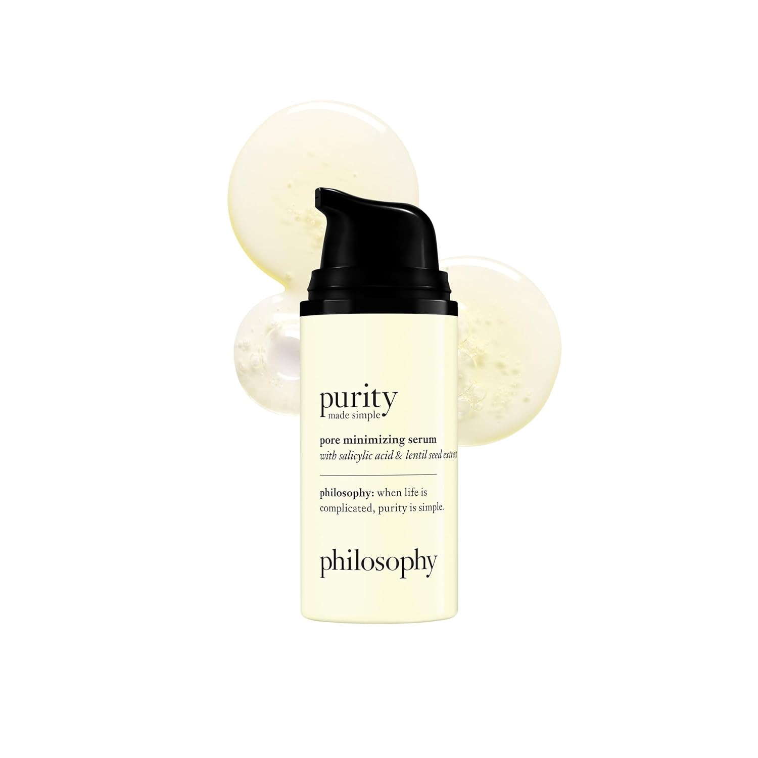 philosophy purity made simple pore minimizing facial serum- with salicylic acid, lentil seed extract & lilac extract decreases the appearance of pores instantly - vegan formula - 1 fl oz