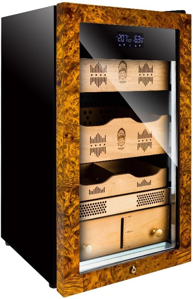 Cigar Humidor Freestanding Large Cigar Cabinet with Glass Door and Concealed Handle, Cigar Cabinet for 250 Cigars, for Home Office Kitchen, Gifts for Men Father Day
