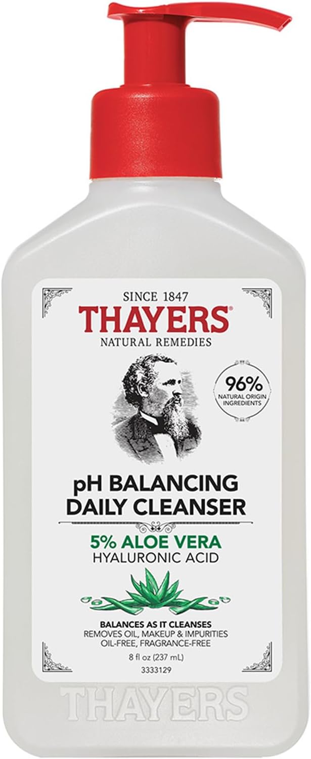 Thayers pH Balancing Daily Cleanser - Face Wash with Aloe Vera - Gentle and Hydrating Skin Care for Dry - Oily or Acne Prone Skin - 237 ml