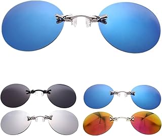 Retro Round Clip on Nose Glasses Movie Rimless Sunglasses Men, Gift for Boyfirend