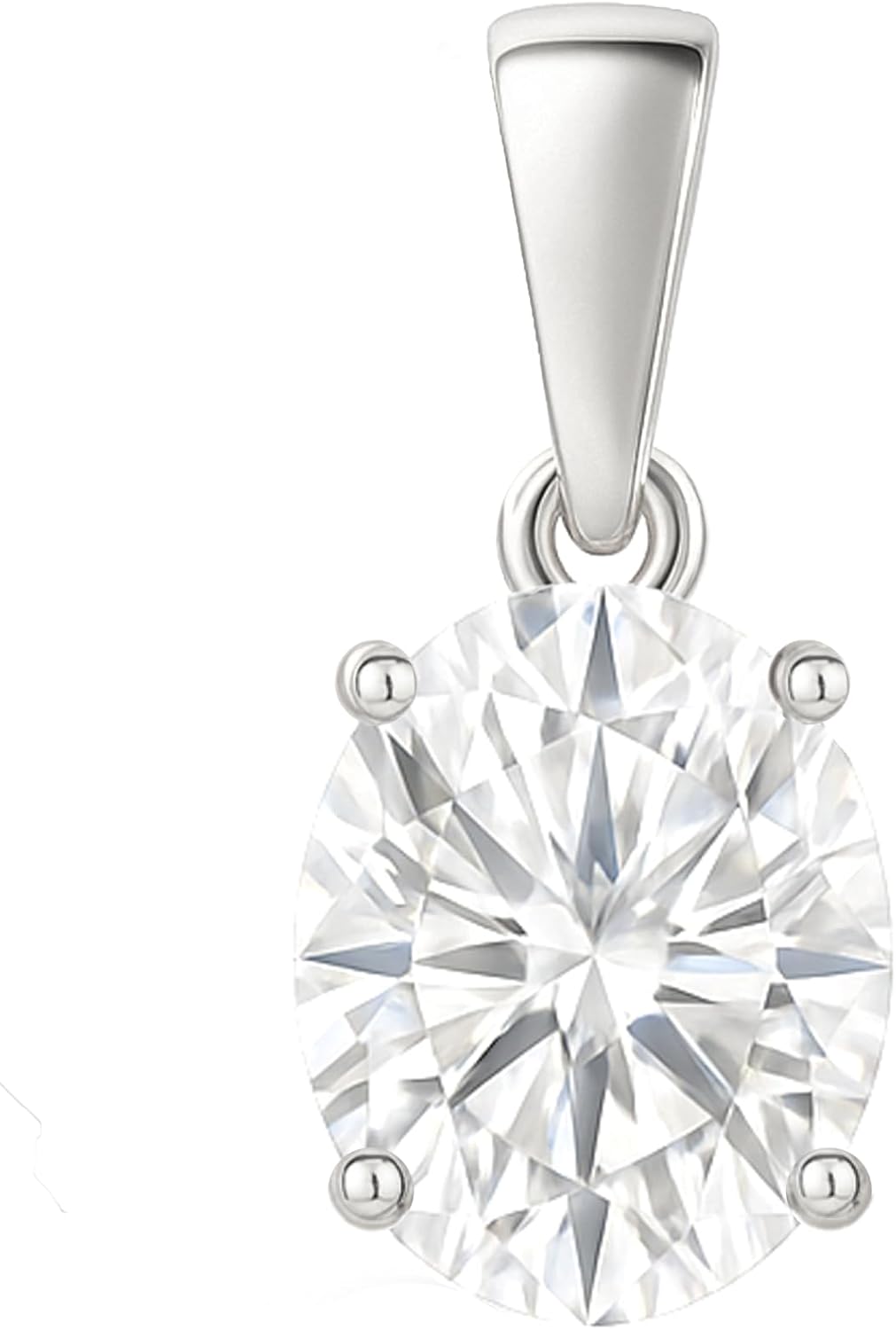 14K Solid White or Yellow Gold Lab Grown Moissanite Solitaire Pendant Necklace | Dangle Bail | Round, Cushion, Oval Cut | Pendant Only or Necklace| Fine Jewelry Luxury Gift