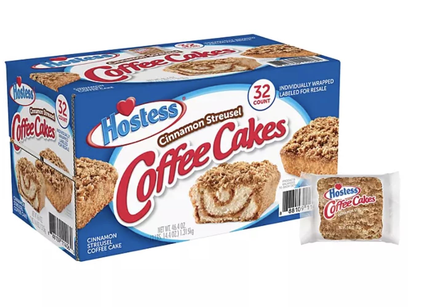 Hostess Cinnamon Streusel Coffee Cake, 1.44 oz., 32 Pack
