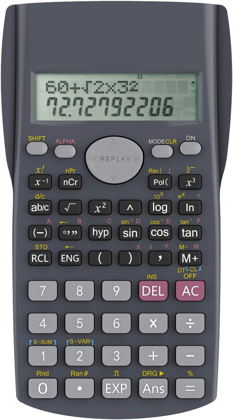 Helect 2-Line Engineering Scientific Calculator, Suitable for School and Business, Black