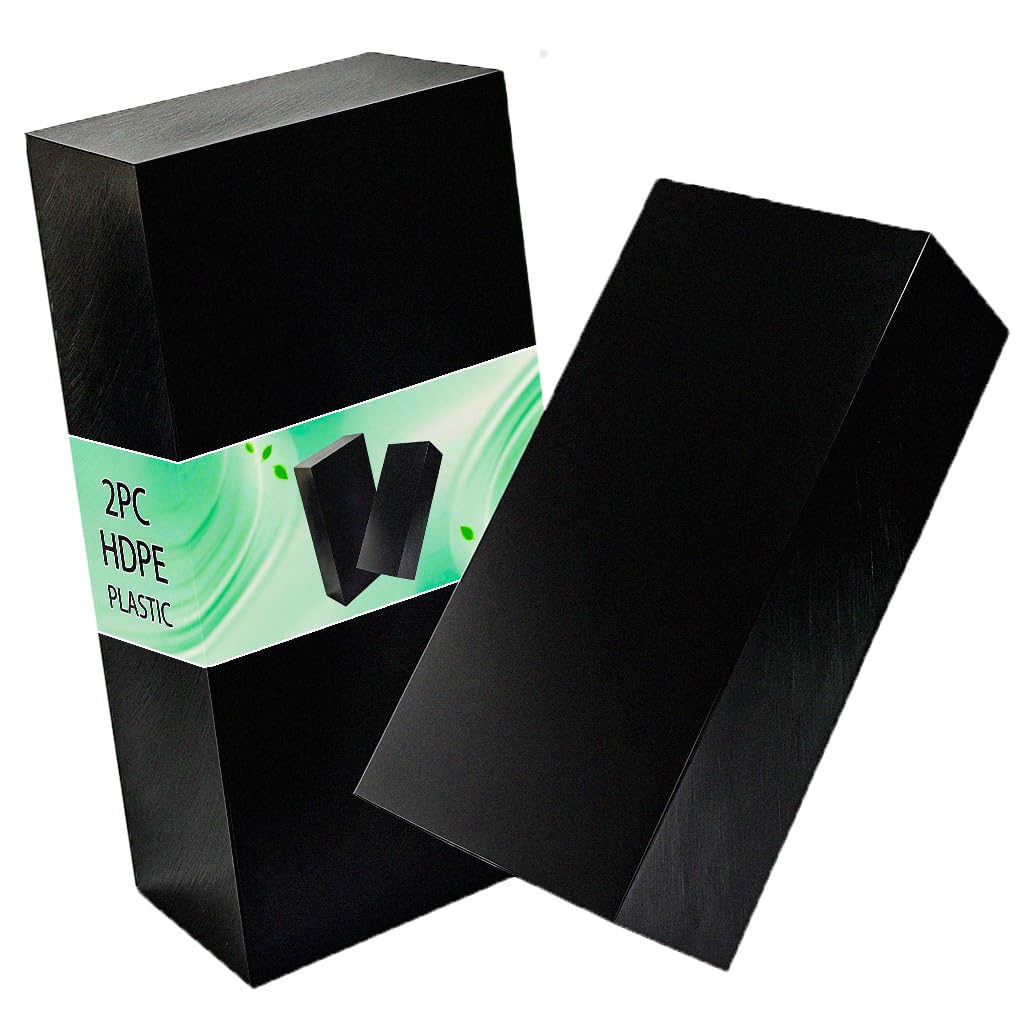 2 Pcs High-Density HDPE Plastic Block 2" x 3" x 6",Black Polyethylene Solid Sheet for Machining,Durable and Drills Easily for Home Improvement,DIY Projects