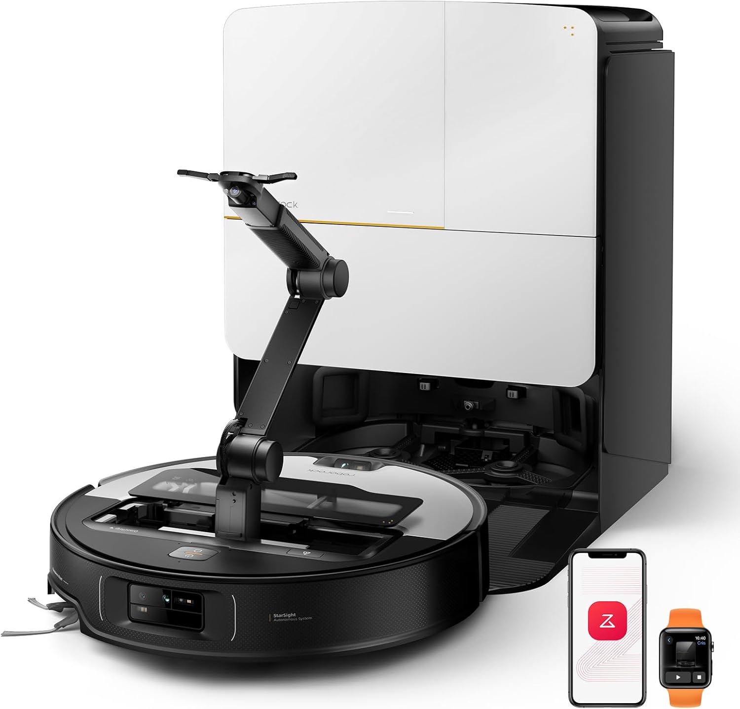 roborock Saros Z70 Robot Vacuum and Mop, OmniGrip Arm, AI-Powered, 22,000Pa Suction, 3.14’’ Ultra Slim, FlexiArm Riser Technology, AdaptiLift Chassis, Obstacle Avoidance, Auto Mop Washing & Drying