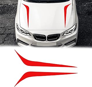 Vinyl Car Hood Stripes Sticker Racing Stripes for Cars,Automotive Exterior Accessories Decoration 2PCS(Red)