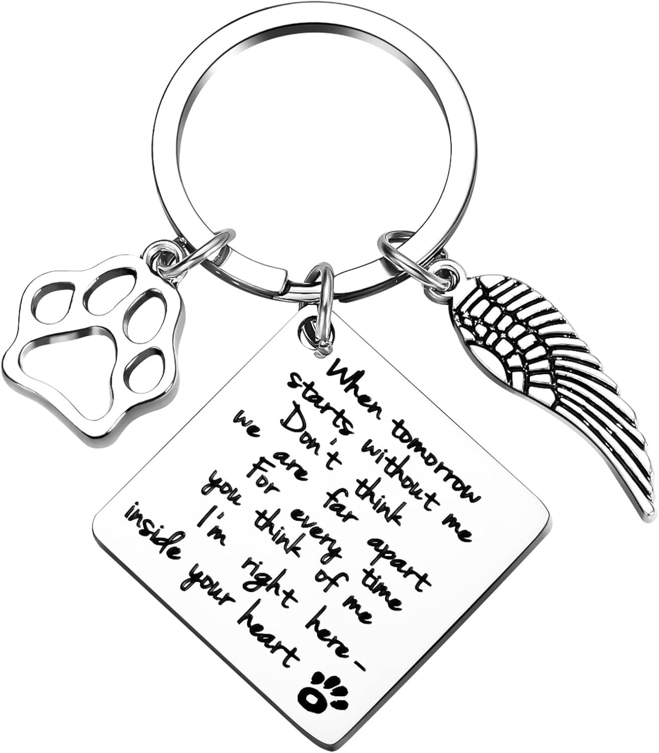 Cerolopy Loss of Pet Keychain, Memorial Keyring Angel with Paws, Key Pendant Sympathy Remembrance Gift for Pet Dog Cat Lover