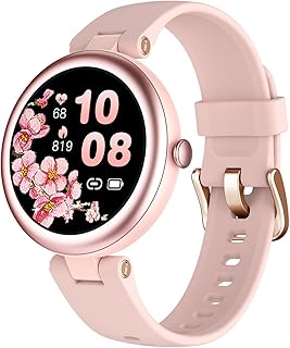 Smart Watches for Women Waterproof, Round Women's Watch Compatible with iPhone Android Phones Fitness Tracker Reloj para Mujer with Heart Rate Monitor Pedometer Sleep Tracker Pink, Lynn