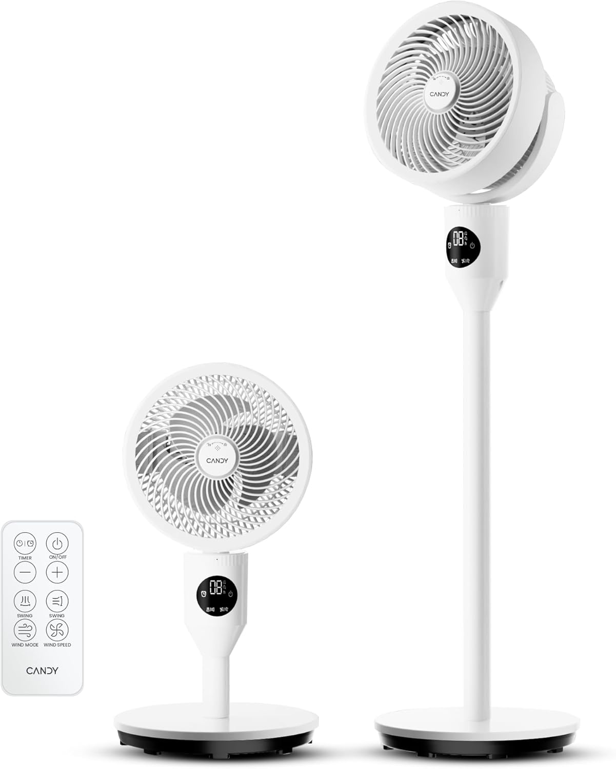 Candy™ Standing Fan for Bedroom, 3 Heights Adjustable Pedestal Fan with Remote, 75° & 90° Oscillating Floor Fan, 8 Speeds & 3 Modes, 27dB Quiet Room Fan, 12H Timer, for Home, Office