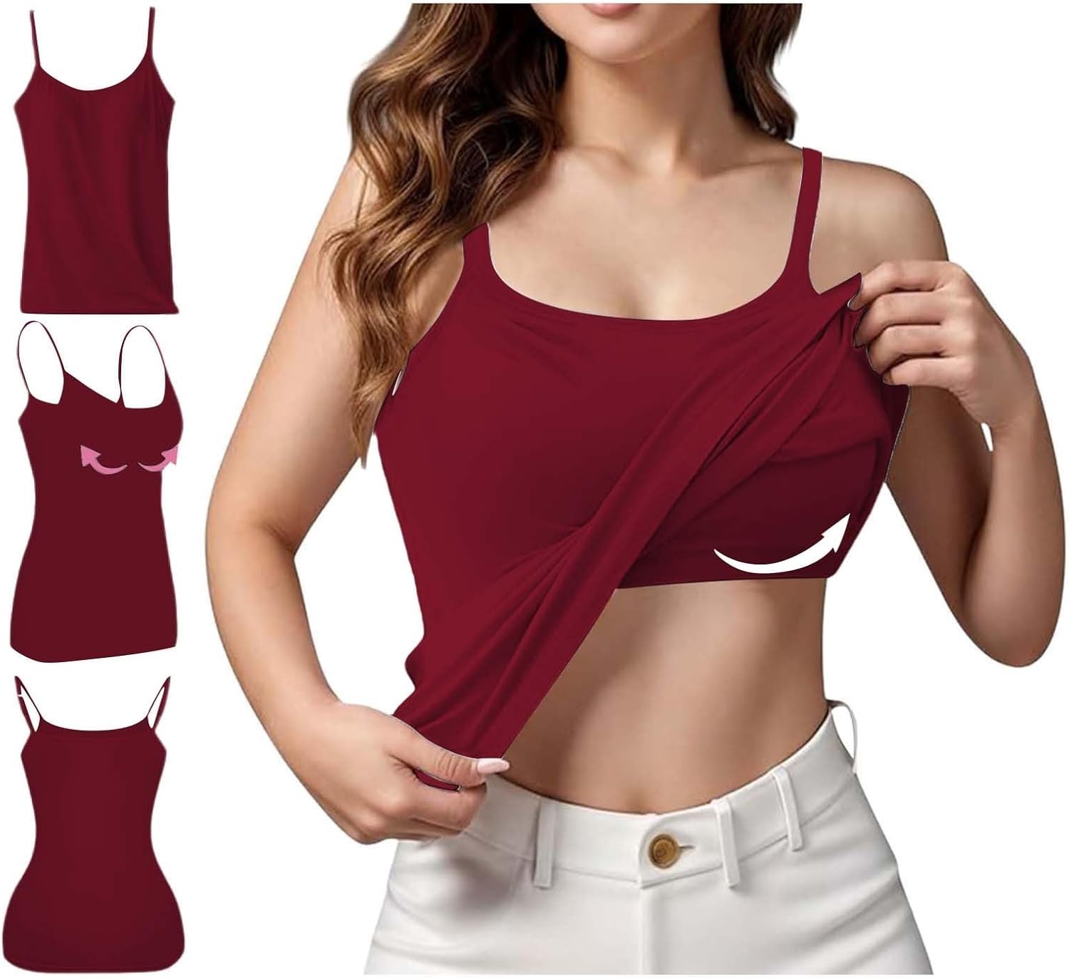 Tank Tops for Women 2025 with Built in Bras Casual U Neck Sleeveless Shirts Women Yoga Sport Undershirt Top