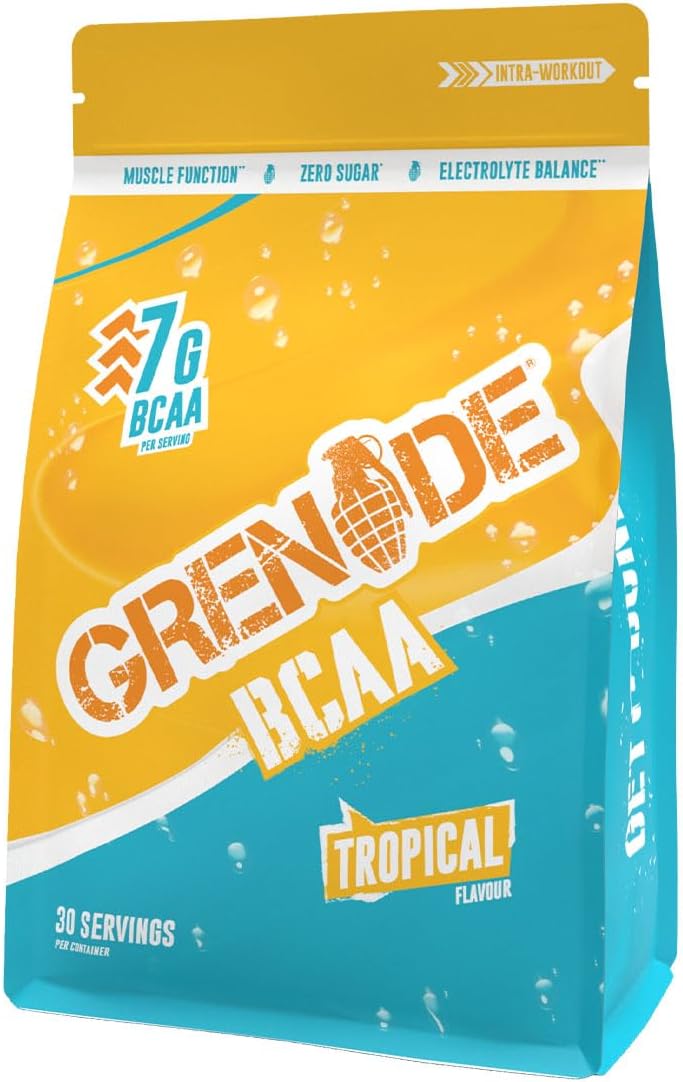 Grenade BCAA Intra Workout Powder Zero Sugar Drink packed with Amino Acids including B-Vitamins, Magnesium & Glutamine (30 Servings) - Tropical, 390 g (Pack of 1)