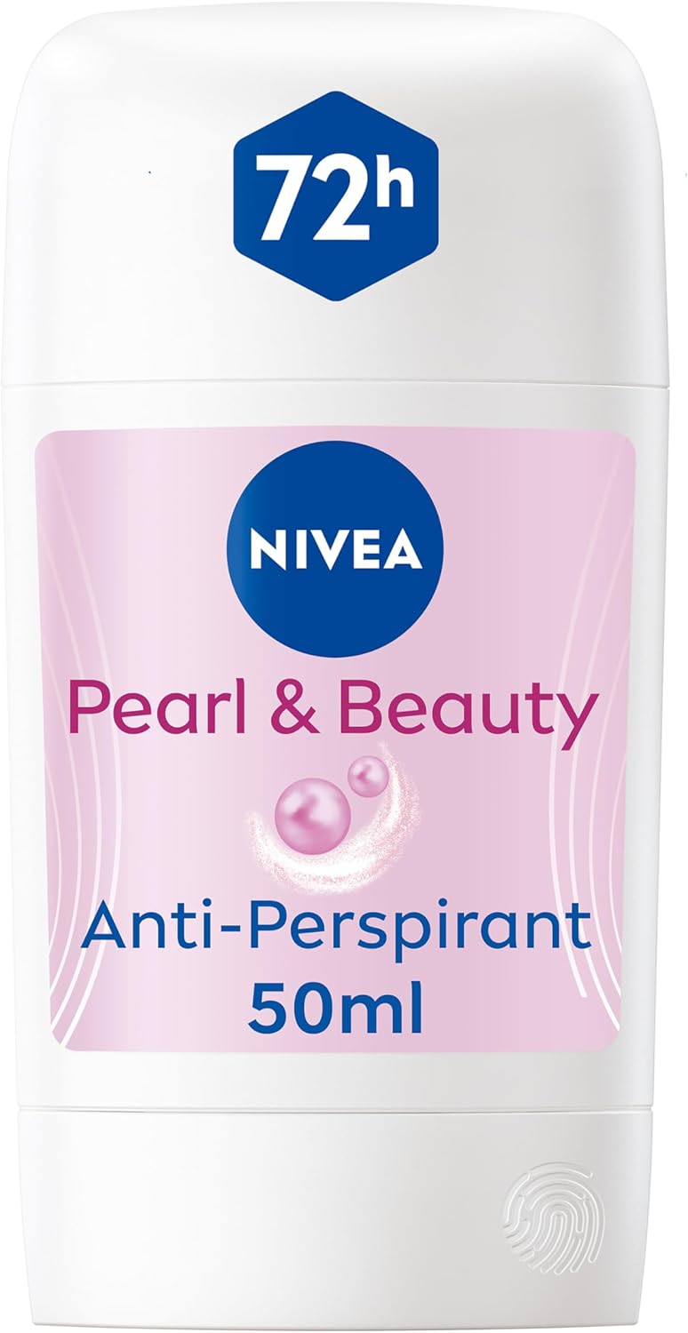 NIVEA Pearl & Beauty Anti-Perspirant Deodorant Stick (50ml), Women's Deodorant Stick with 72H Sweat and Odour Protection, Anti-Perspirant Stick for Women with Pearl Extracts