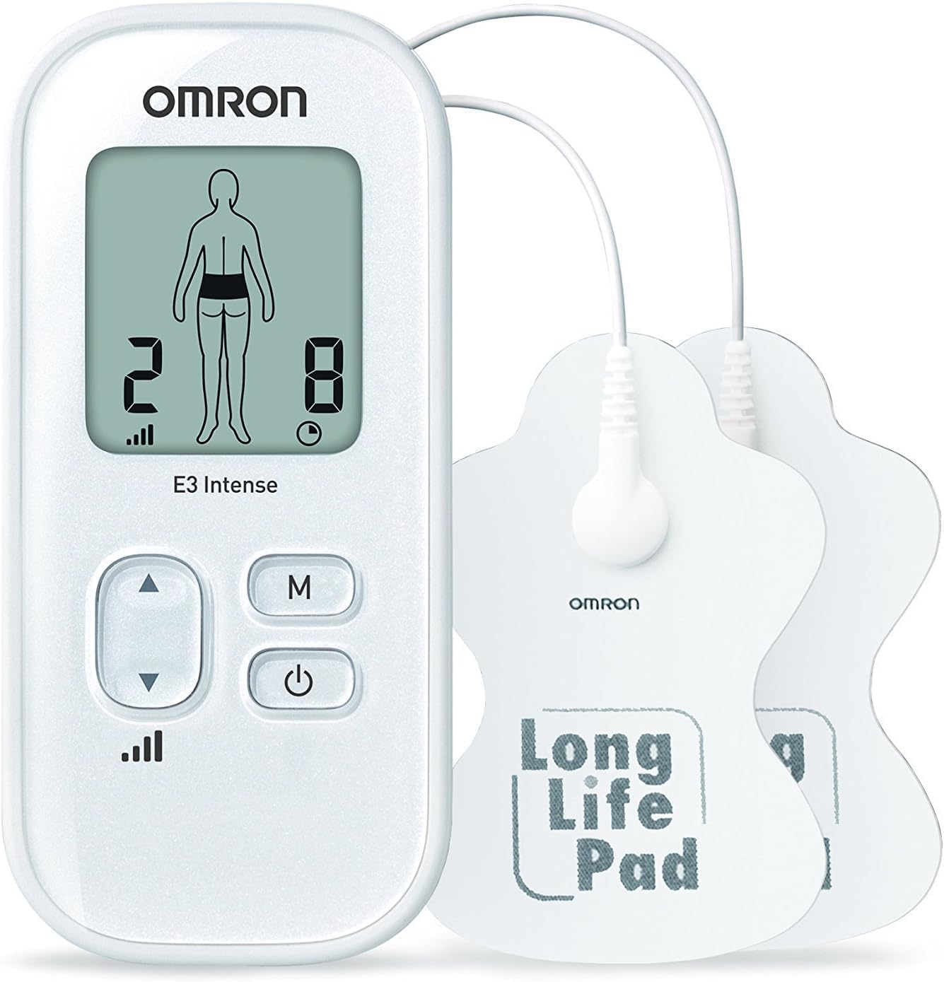 OMRON E3 Intense Portable TENS Drug-Free Pain Reliever - Customizable Pain Relief for Joints and Muscles with 6 Programs and 15 Intensity Levels - Compact Design with Reusable Pads (Up to 150 Uses)