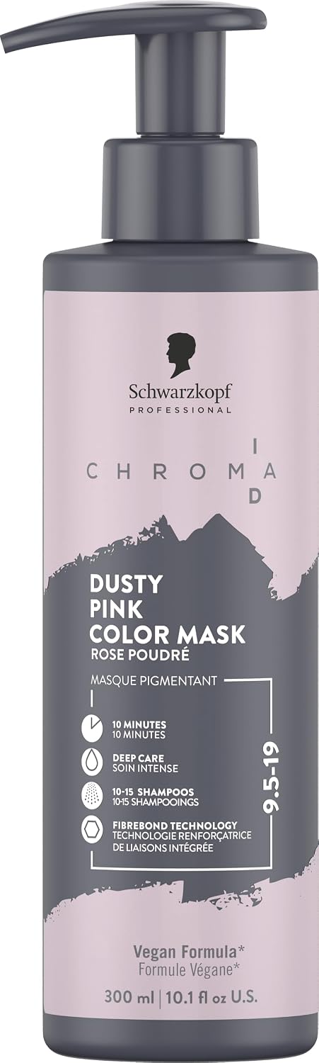 Schwarzkopf Professional CHROMA ID Bonding Color Mask Semi Permanent Mix And Tone Color System Toning Enhancing Refreshing Intense Care Deep Conditioning Shine Vegan Formula 9,5-19 Dusty Pink 300 ml
