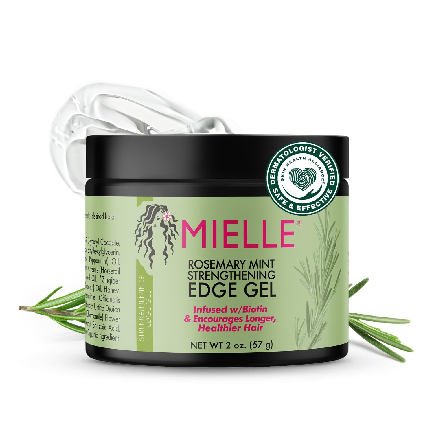 Mielle Organics Rosemary Mint Strengthening Edge Gel, Biotin & Essential Oil Hair Styling Treatment (2 Fl Oz)
