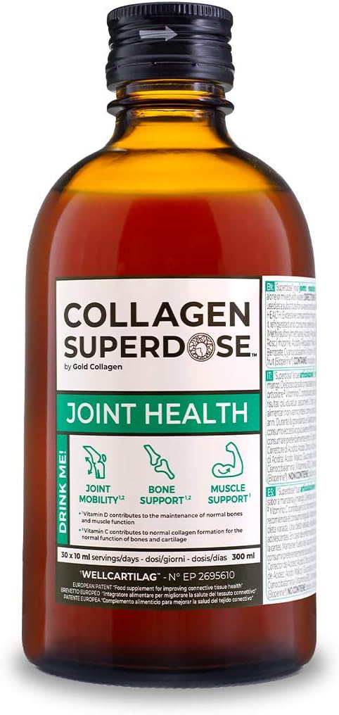 Collagen SUPERDOSE by GOLD COLLAGEN Joint Health - Collagen Supplements for Women & Men, Supplement Joints for Muscles and Bones with Vitamin D, Vitamin C and Hyaluronic Acid, 300 ml