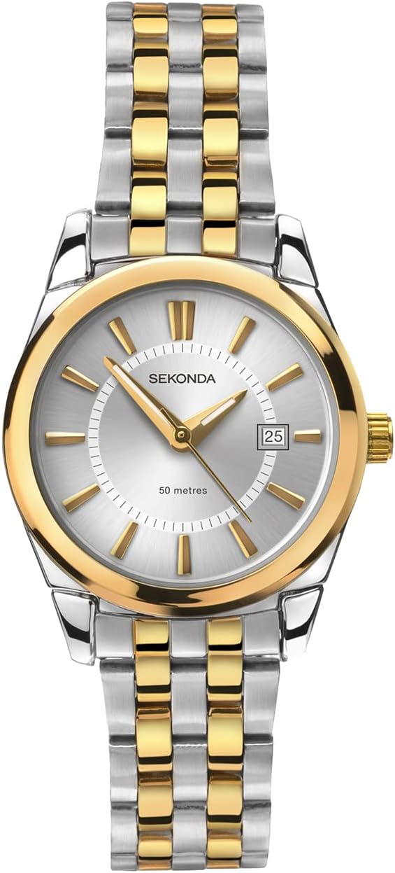 Sekonda Riley 30mm Women's Classic Quartz Watch Two Tone Silver and Gold Plated with Stainless Steel Strap 50m Water Resistant