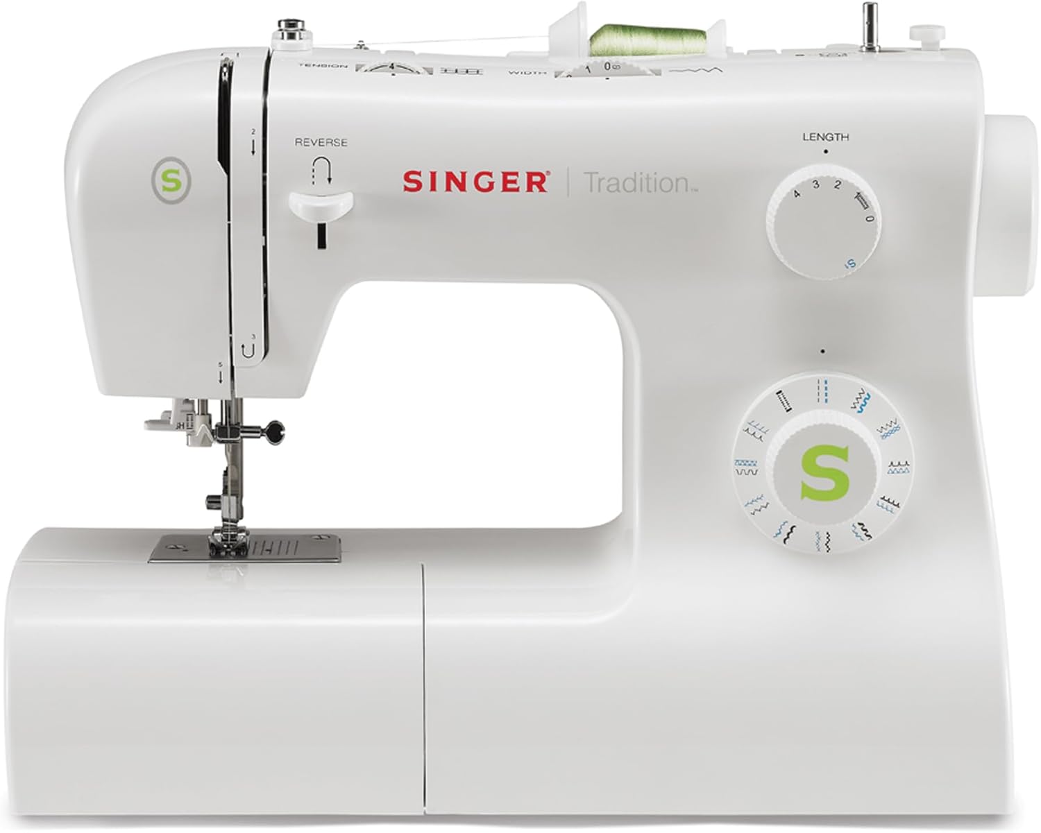 SINGER Tradition 2277 Sewing Machine with Automatic Needle Threader | 97 Stitch Applications, 1-Step Buttonhole, Adjustable Stitch Length & Width & Heavy-Duty Metal Frame (White)