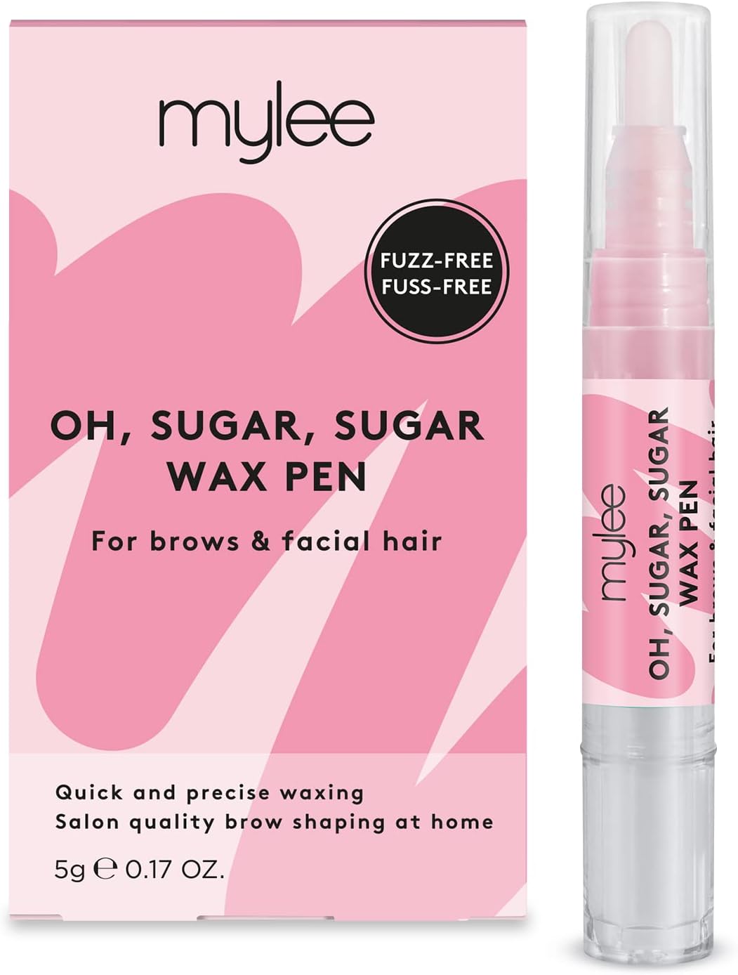 MYLEE Oh, Sugar, Sugar Wax Pen + 20x Waxing Strips - Professional No-heat Formula Waxing, Precision Wand, Ideal for Removing Unwanted Hair on Body, Face, & Bikini Line, Vegan Cruelty-Free, Pack of 1